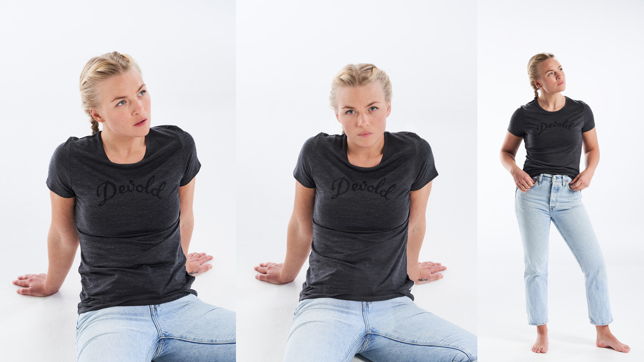 DEVOLD Myrull merino 130 women - anthracite - damska koszulka z krótkim rękawem z wełny merino